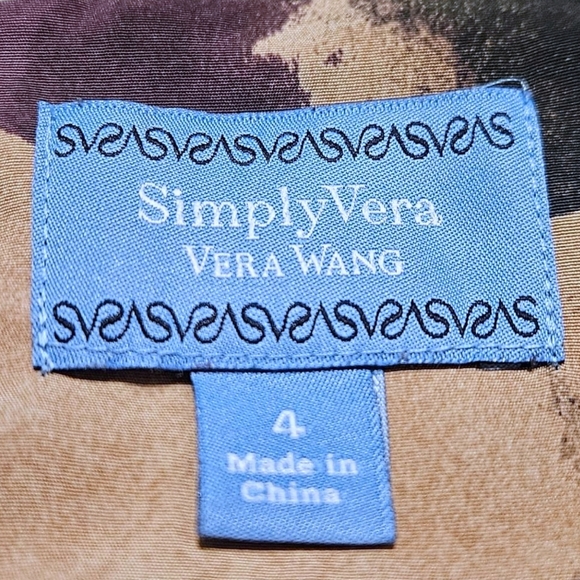 Simply Vera Vera Wang Sz 4 Abstract Print Sleeveless Dress Full Zip Back Office - Picture 10 of 16